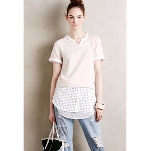 Anthropologie Layered Eyelet Top Postmark Large